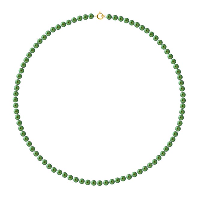 Just Pearl Malachite Green Row Of Pearls Necklace 4-5mm