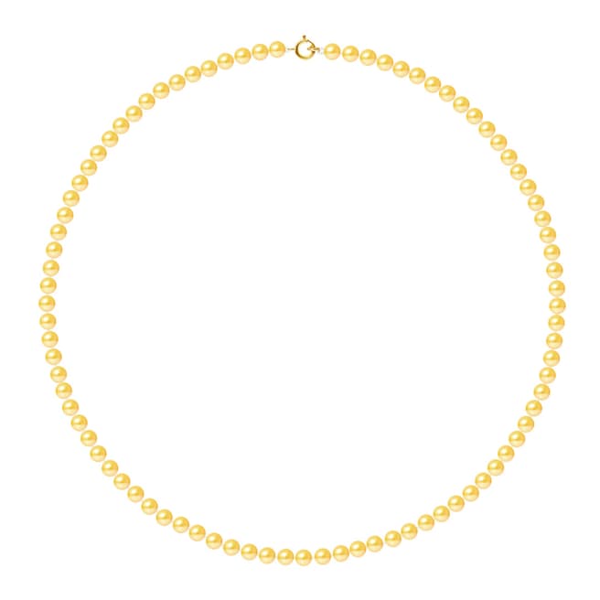 Just Pearl Golden Yellow Row Of Pearls Necklace 4-5mm
