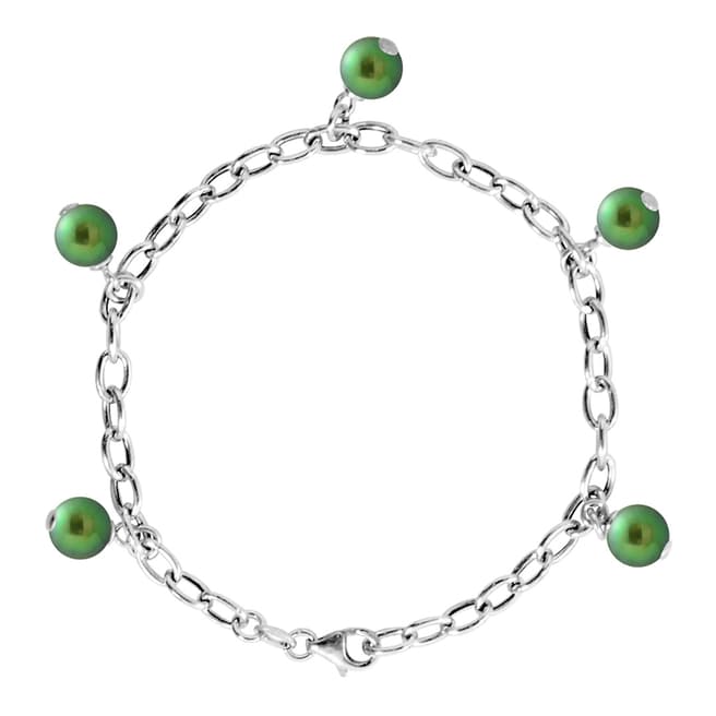 Just Pearl Malachite Green Pearl Charm Bracelet 7-8mm