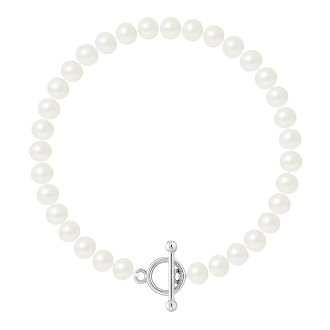 Just Pearl Natural White Row Of Pearls Bracelet 6-7mm