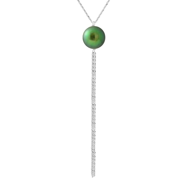 Just Pearl Malachite Green Cascada Pearl Necklace 9-10mm