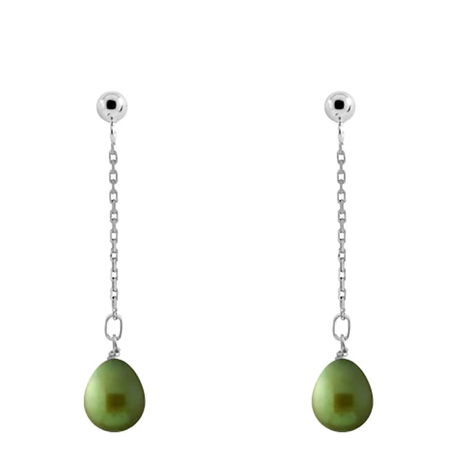 Just Pearl Malachite Green Pearl Earrings 7-8mm