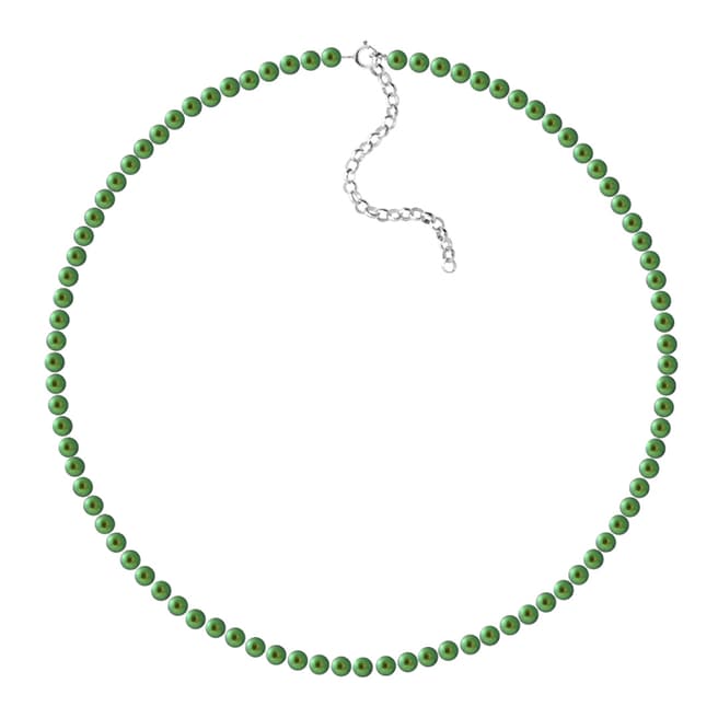 Just Pearl Malachite Green Row Of Pearls Necklace 4-5mm