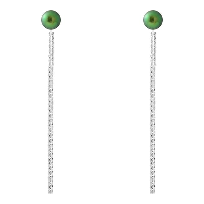 Just Pearl Malachite Green Pearl Earrings 6-7mm