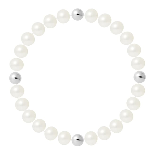 Just Pearl Natural White Half Round Pearl Bracelet 7-8mm