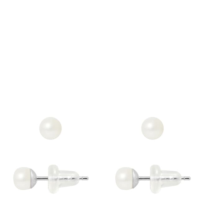 Just Pearl White Pearl Button Earrings 4-5mm