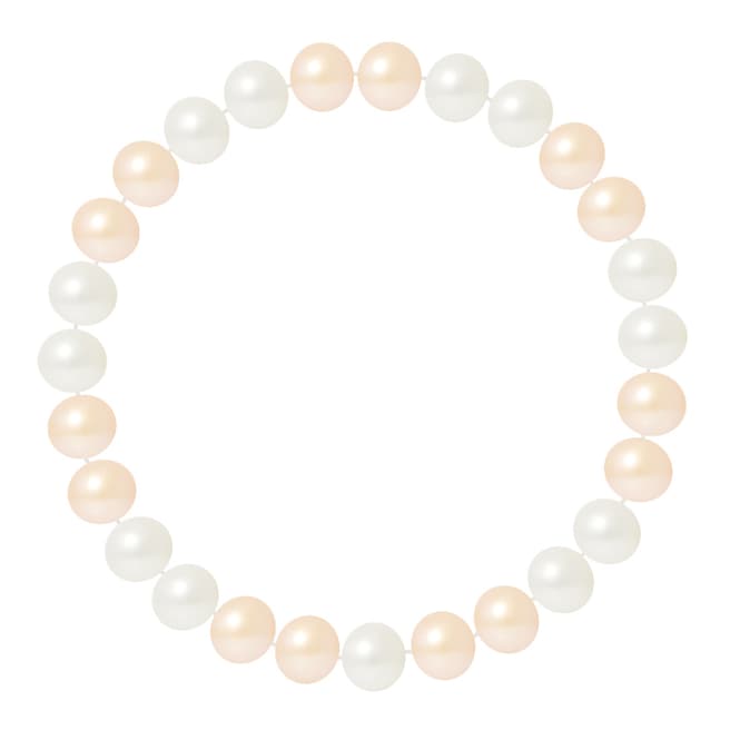 Just Pearl White / Pink Half Round Pearl Bracelet 7-8mm