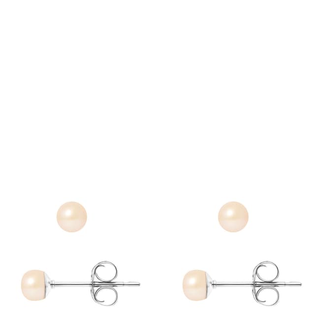 Just Pearl Natural Pink Pearl Button Earrings 4-5mm
