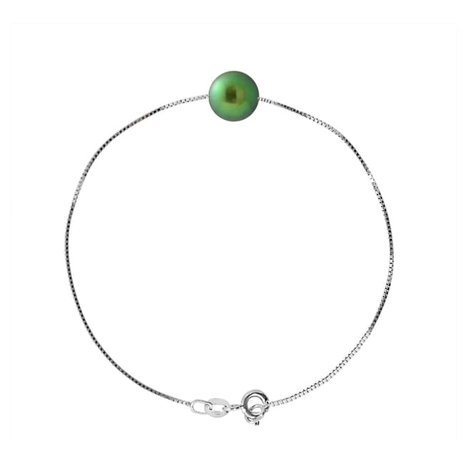 Just Pearl Malachite Green Round Pearl Bracelet 8-9mm