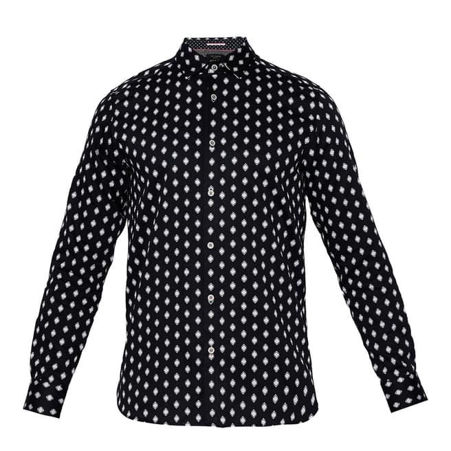 Ted Baker Navy Cotton Mineral Geometric Print Shirt