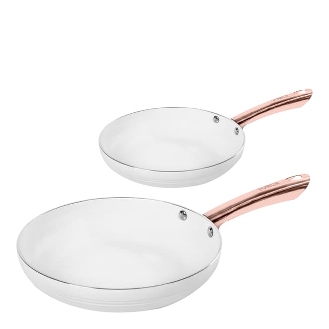 Tower 2 Piece Gold & White Linear Frying Pan Set