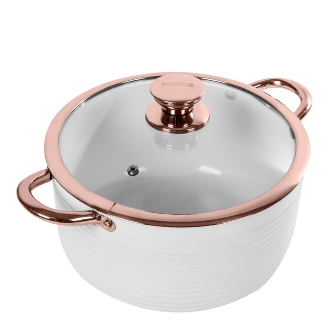 Tower Rose Gold & White Linear Casserole Dish, 24cm