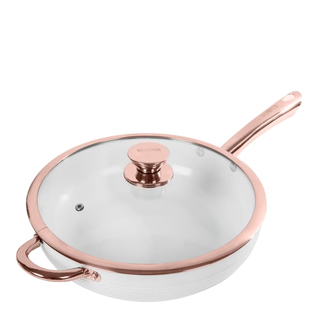 Tower Rose Gold & White Linear Casserole Dish, 28cm