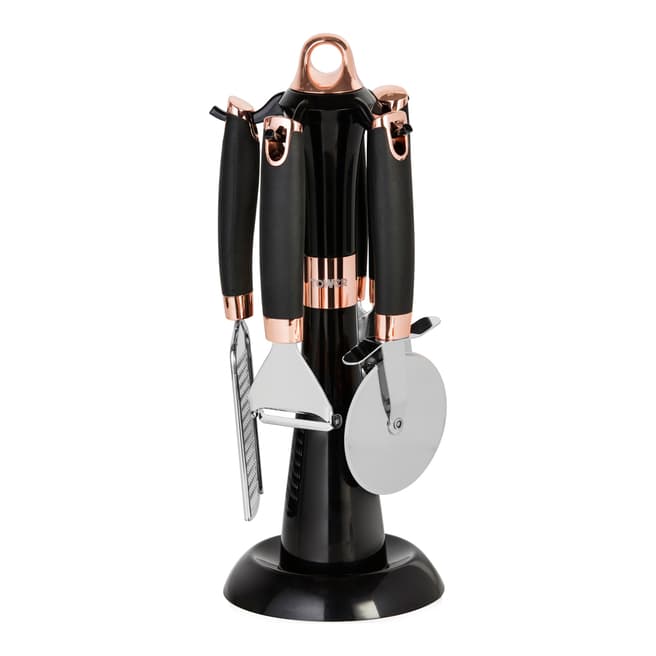Tower 4 Piece Rose Gold & Black Gadget Set with Stand