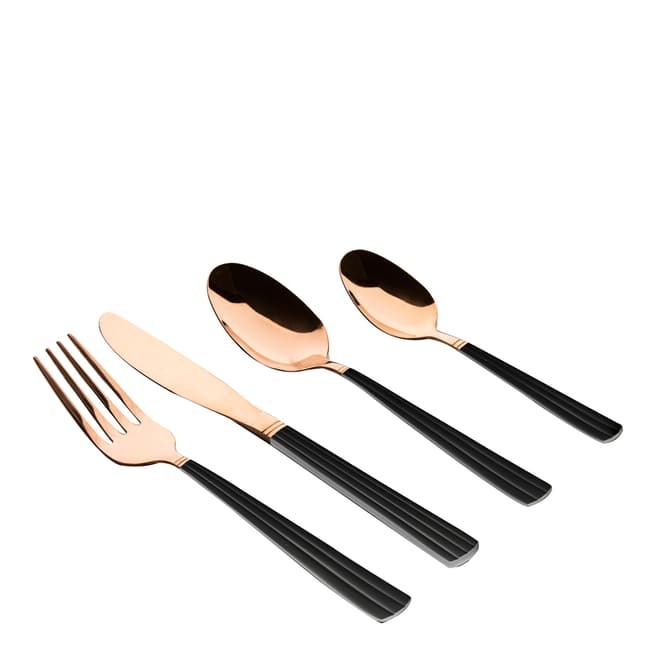 Tower 16 Piece Black & Rose Gold Stainless Steel Cutlery Set