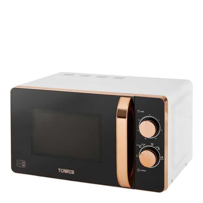 Tower White & Rose Gold Manual Microwave, 20L