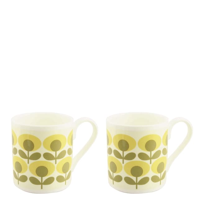 Orla Kiely Set of 2 Yellow Flower Oval Mugs