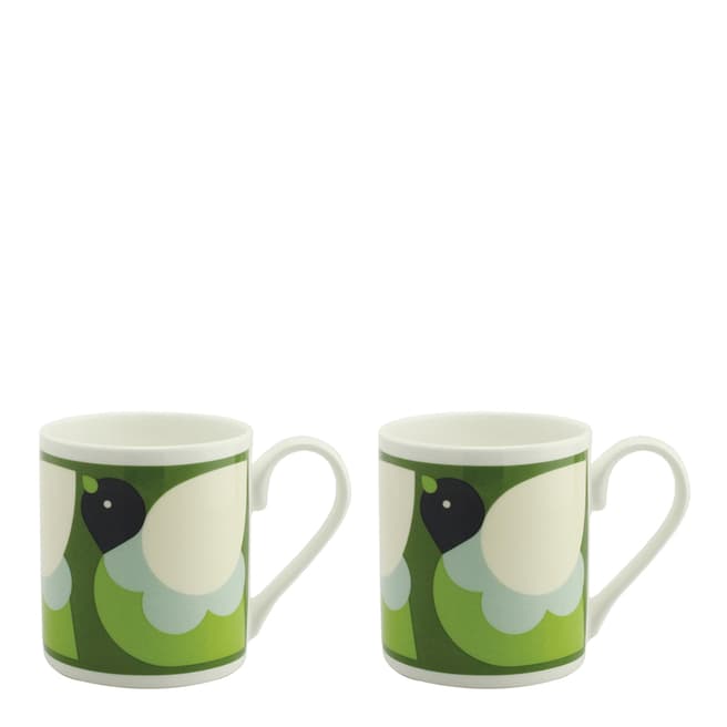 Orla Kiely Set of 2 Green Partridge Mugs