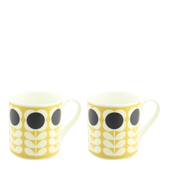 Orla Kiely Set of 2 Yellow Poppy Stem Mugs