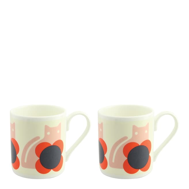 Orla Kiely Set of 2 Poppy Cat Mugs
