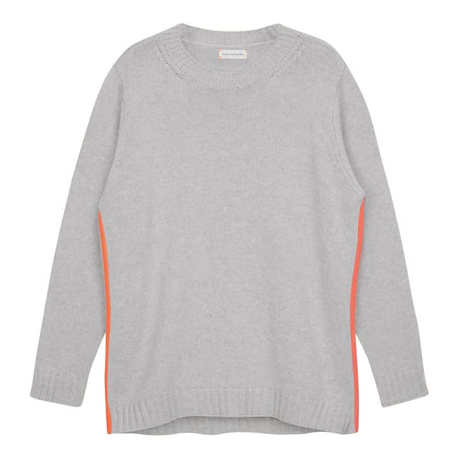 Chinti and Parker Silver Marl/ Fluro Pink Zip Side Sweater