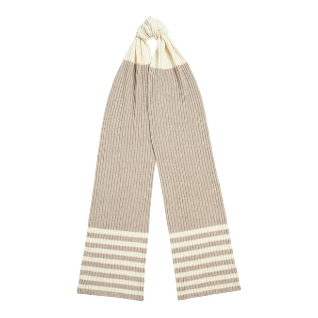 Chinti and Parker Oatmeal/Cream Stripe Mix Cashmere Scarf