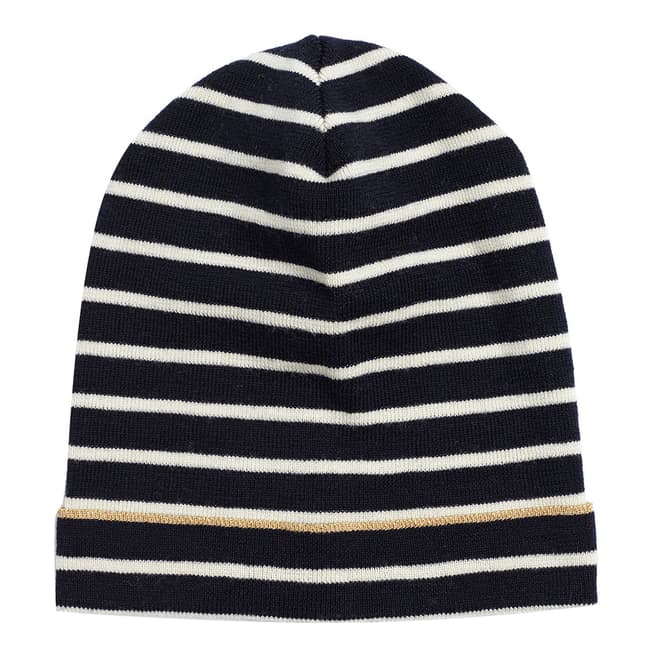 Chinti and Parker Black/Cream/Gold Lurex Breton Wool Hat