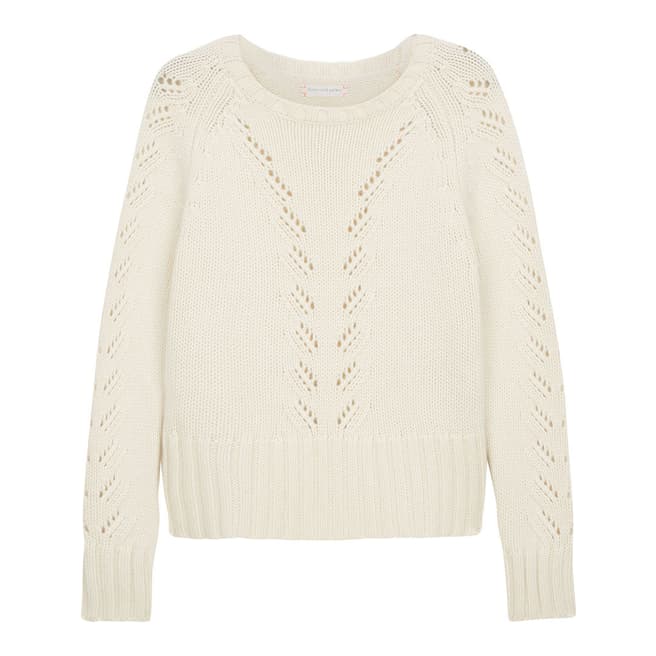 Chinti and Parker Cream Cashmere Lace Knit Sweater