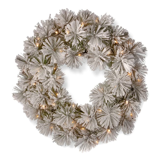 The National Tree Company Snowy Bristle Pine 24inch Wreath