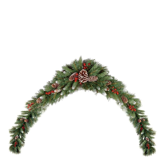 The National Tree Company Green/Red Frosted Berry Mantel Swag with 50 W/W BAT, 6ft 