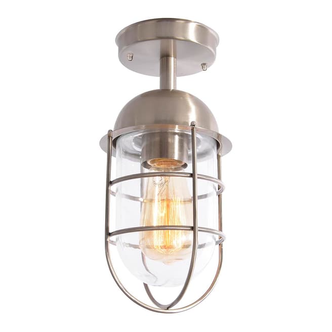 Contemporary Luxe Kari Ceiling Mounted Cage Flush Satin Nickel