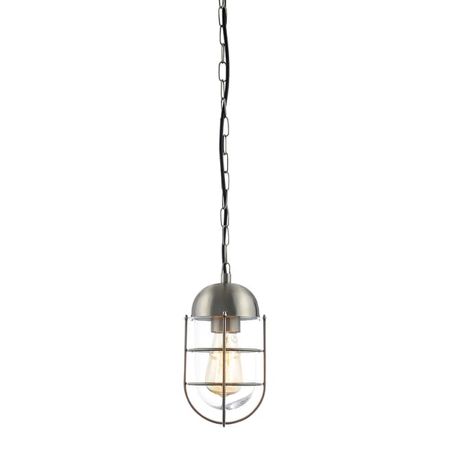 Contemporary Luxe Kari Caged Hanging Lantern Satin Nickel