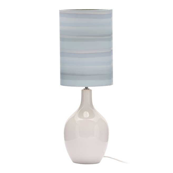 Contemporary Luxe White/Blue Striped Table Lamp