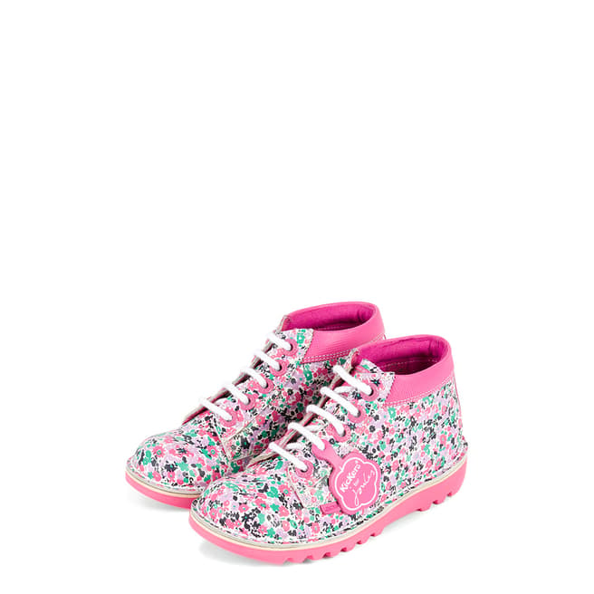 Kickers Girls White & Pink High Lace Up Shoe - Joules