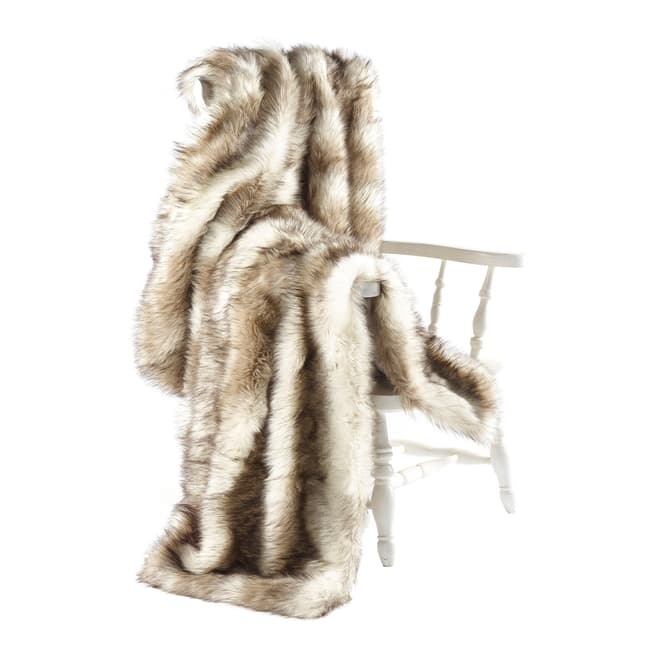 Luxury Faux Fur Cream Beige Stripe Faux Fur Throw 140x180