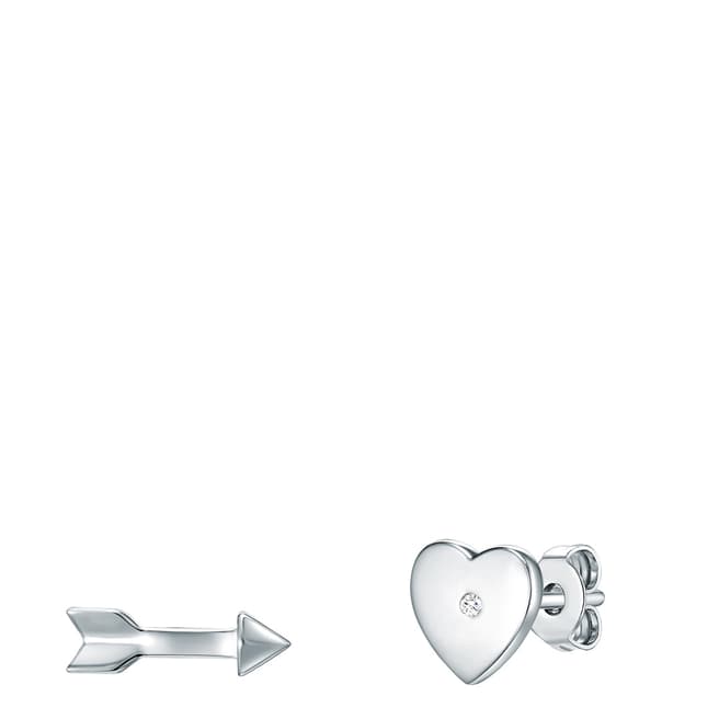 Tess Diamonds Sterling Silver Diamond Arrow Heart Stud Earrings