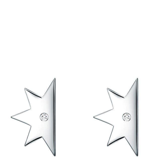 Tess Diamonds Sterling Silver Diamond Star Stud Earrings