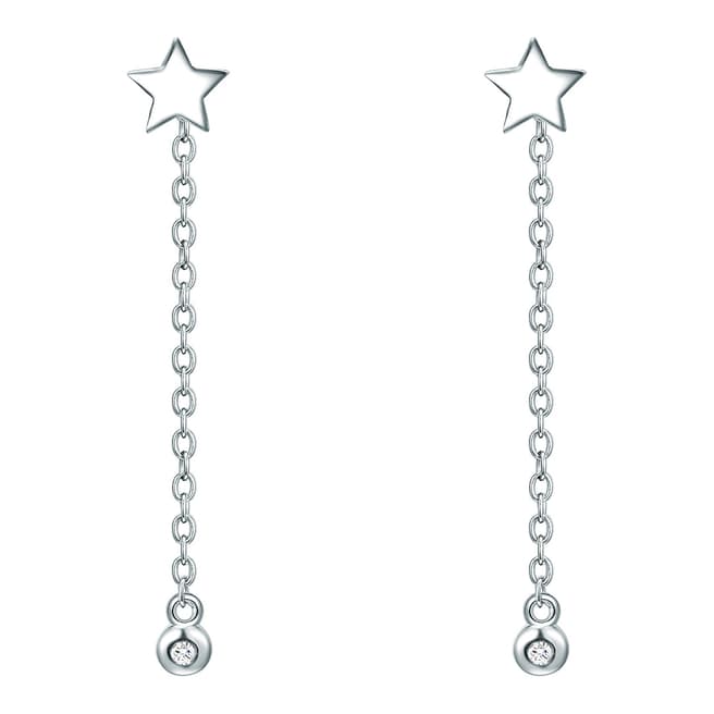 Tess Diamonds Sterling Silver Star Drop Diamond Earrings