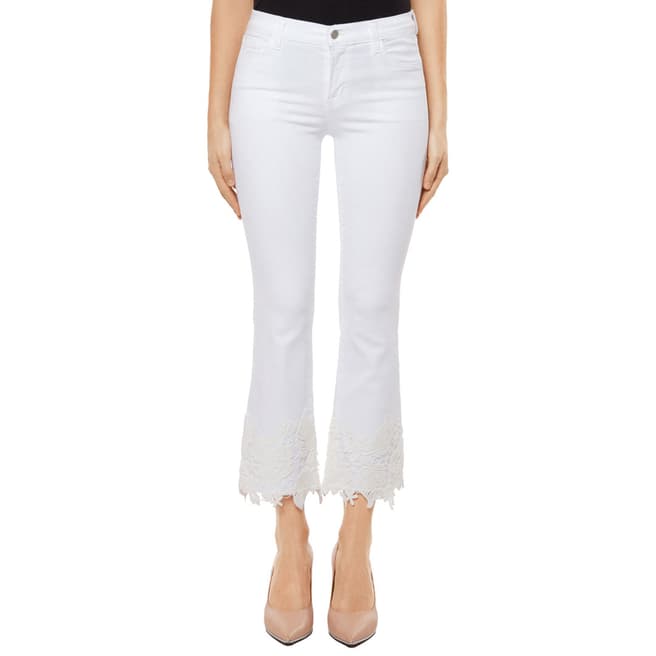 J Brand White Lace Selena Crop Bootcut Stretch Jeans