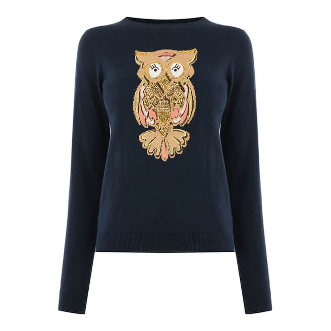 Oasis Navy Owl Embroidery Jumper