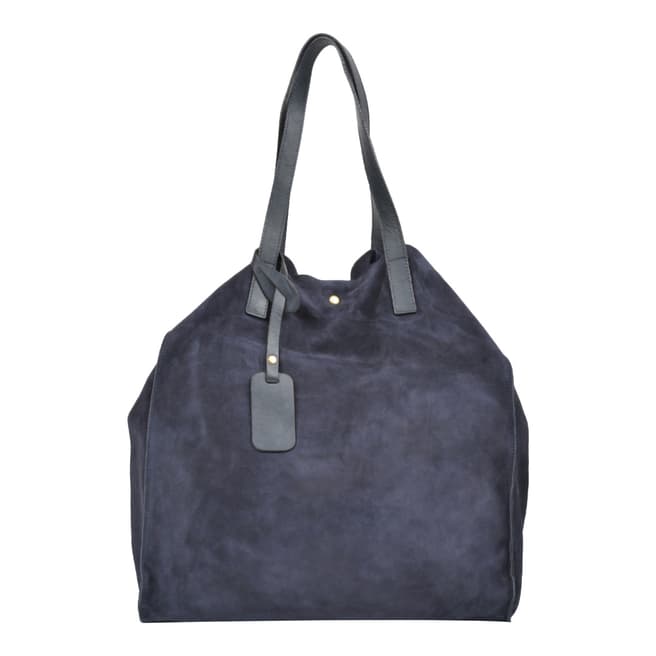 Carla Ferreri Dark Blue Leather Shopper Bag