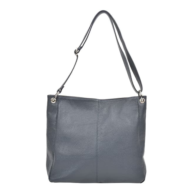 Carla Ferreri Dark Blue Leather Shoulder Bag