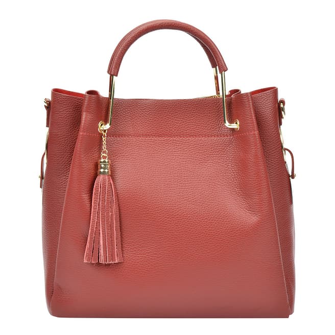 Carla Ferreri Red Leather Tote Bag