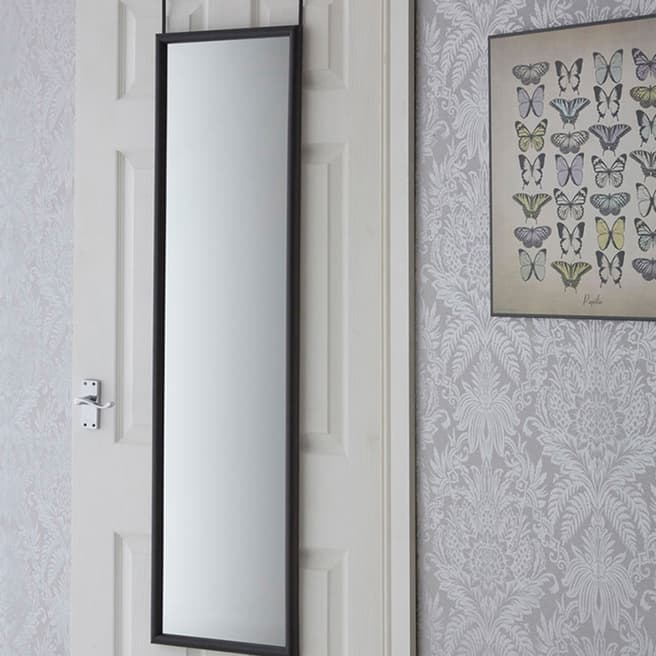 Premier Housewares Black Plastic Frame Over Door Mirror 124x34cm