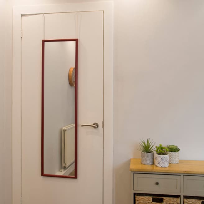 Premier Housewares Red Plastic Frame Over Door Mirror 124x34cm