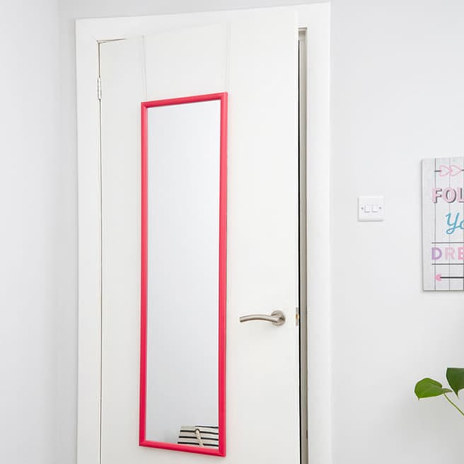 Premier Housewares Hot Pink Plastic Frame Over Door Mirror 124x34cm