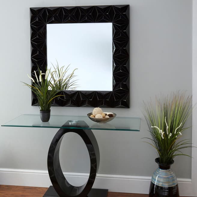 Premier Housewares 3D Effect Wall Mirror with Black High Gloss Finish 100x100cm