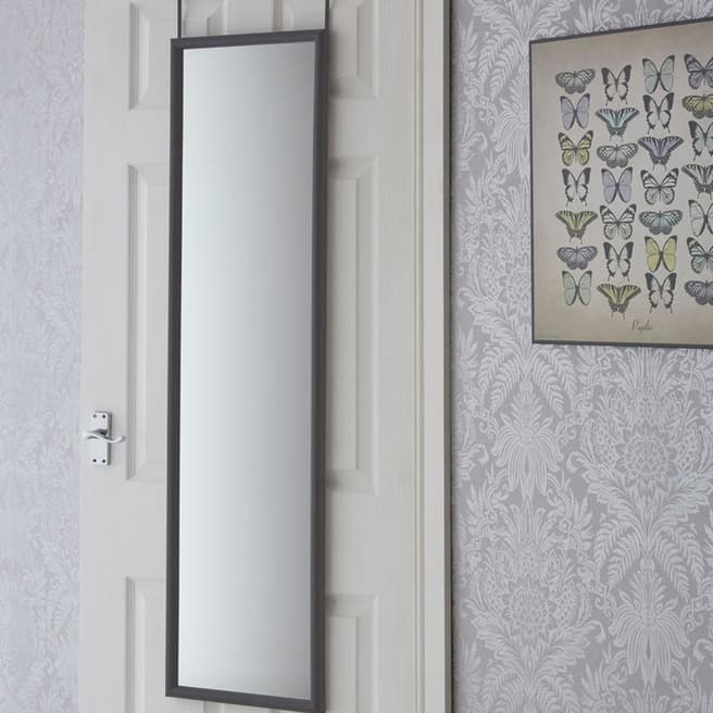 Premier Housewares Grey Plastic Frame Over Door Mirror 124x34cm