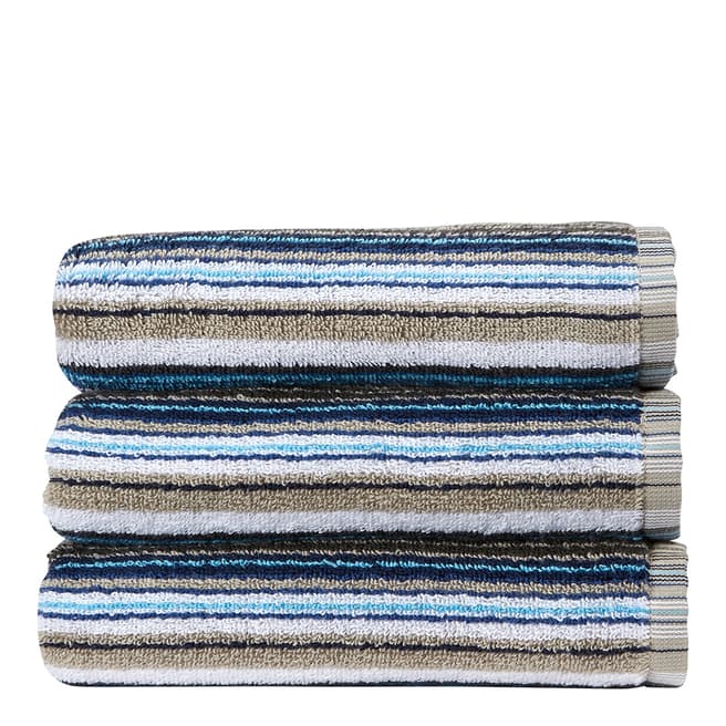 Christy Barcode Stripe Hand Towel, Blue