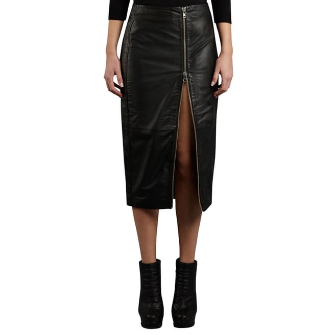Muubaa Black Jowett Longline Leather Pencil Skirt
